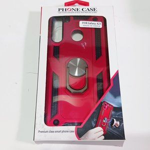 Phone case GalaXY A21 RED HARD CASE WITH BUILT IN FINGER RING